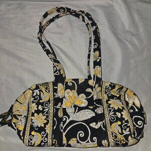 Vera Bradley Maggie Bag Purse Retired Yellow Bird Pattern Black Floral Small Y2K
